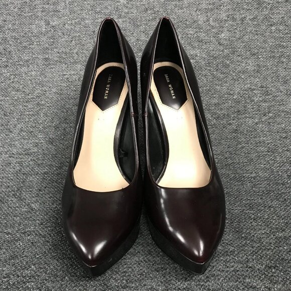 ZARA Woman Chocolate Brown 6 Inch Tall Platform Pump High Heels Size 8 US / 39 - Picture 2 of 8